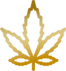 Gold line icon of cannabis leaf.