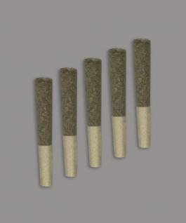 Five cannabis pre-rolled joints.