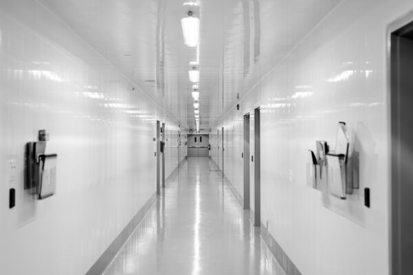 Sterile facility hallway.